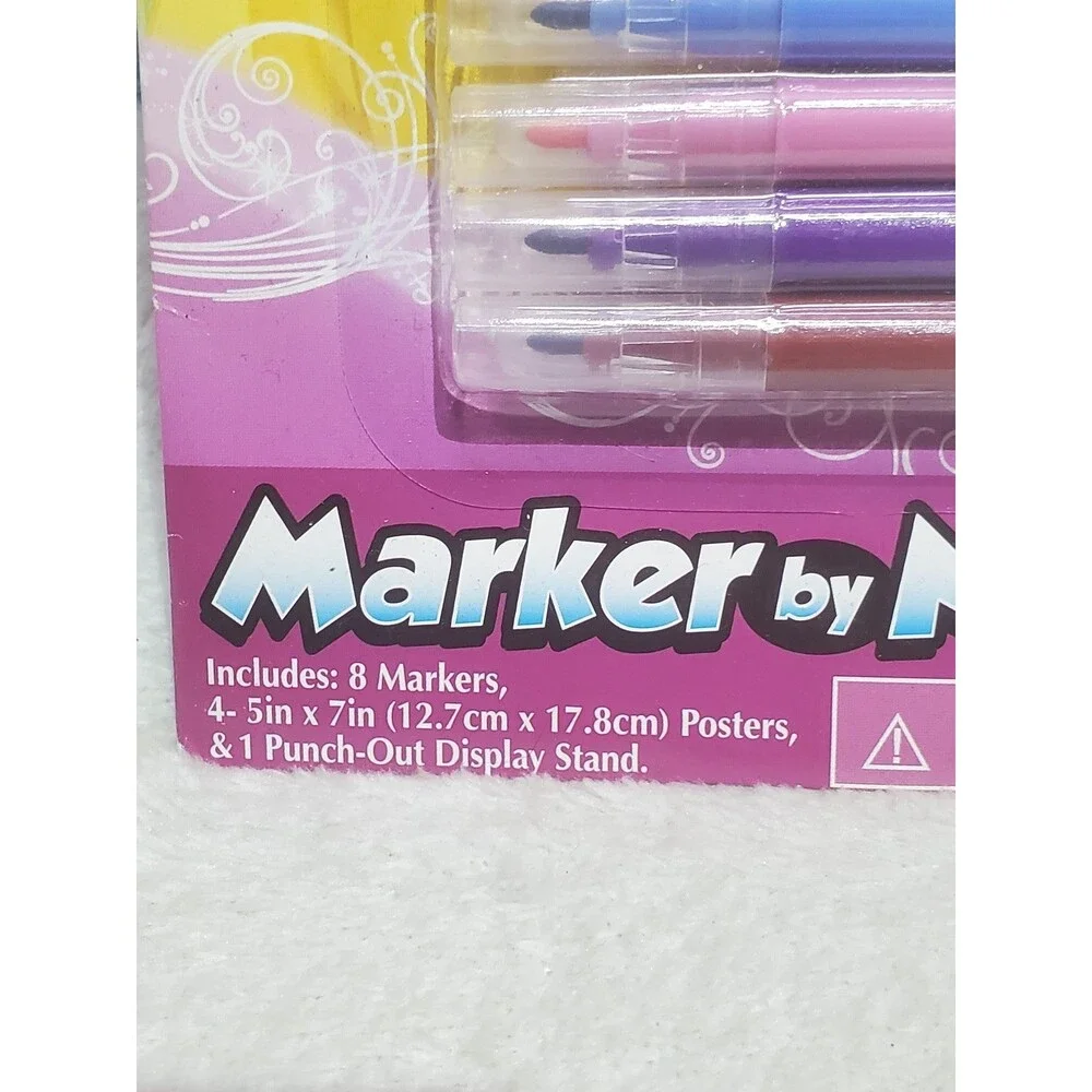 2011 Disney Princess Marker By Numbers Set 4 Pictures Display Stand & 8 Markers
